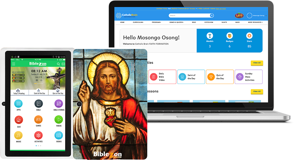 Biblezon Catholic Tablet + Lifetime CatholicBrain Access- SHIPS OCTOBER 31, 2025